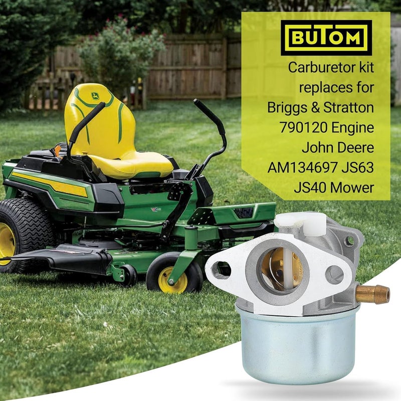 Butom 790120 Carburetor for John Deere JS63 JS63C JS40 JS45 JS60 JA62 JS61 JA65 JA60 JS63E Scotts SP6211 SP6213 AM134697 21-inch Walk Behind Mower with Air Fuel Filter Kit - Image 2